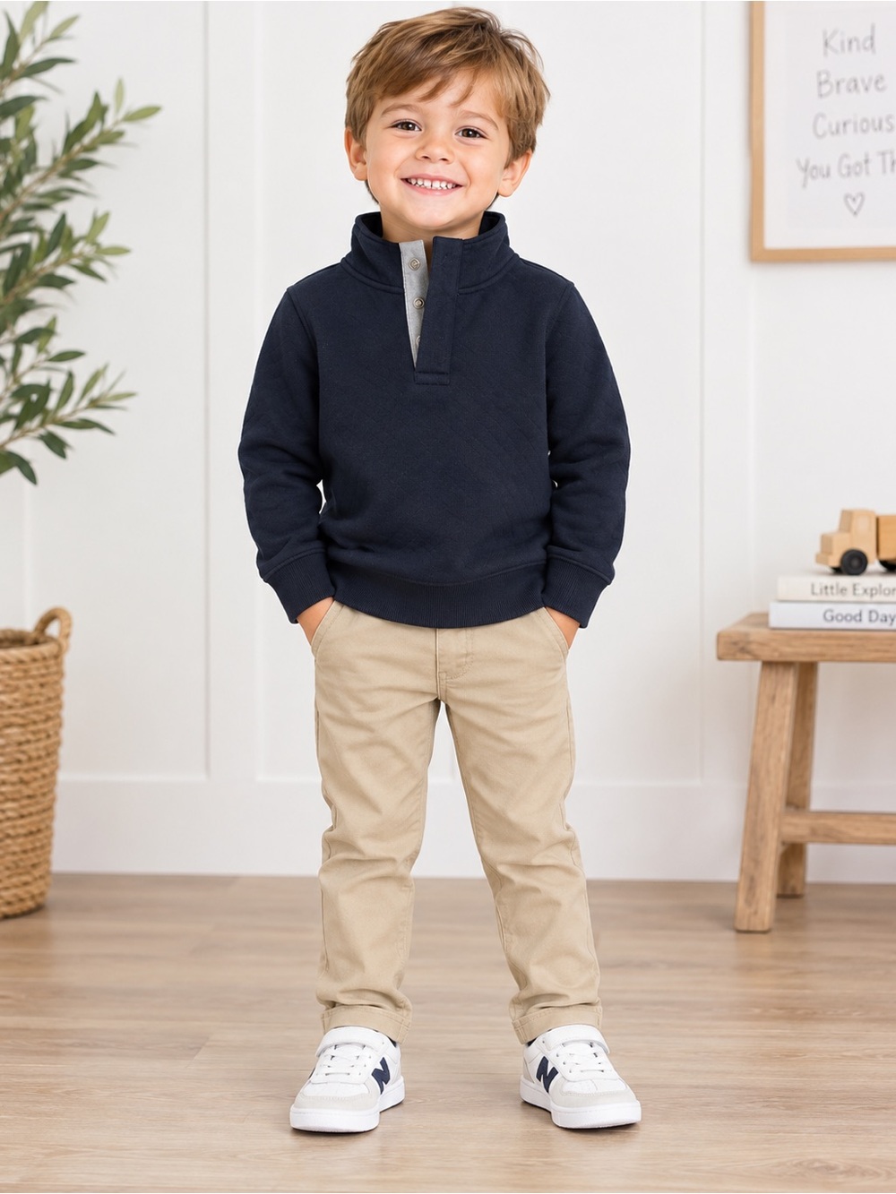 Cat & Jack Black Quarter-Snap Mock Neck Sweatshirt